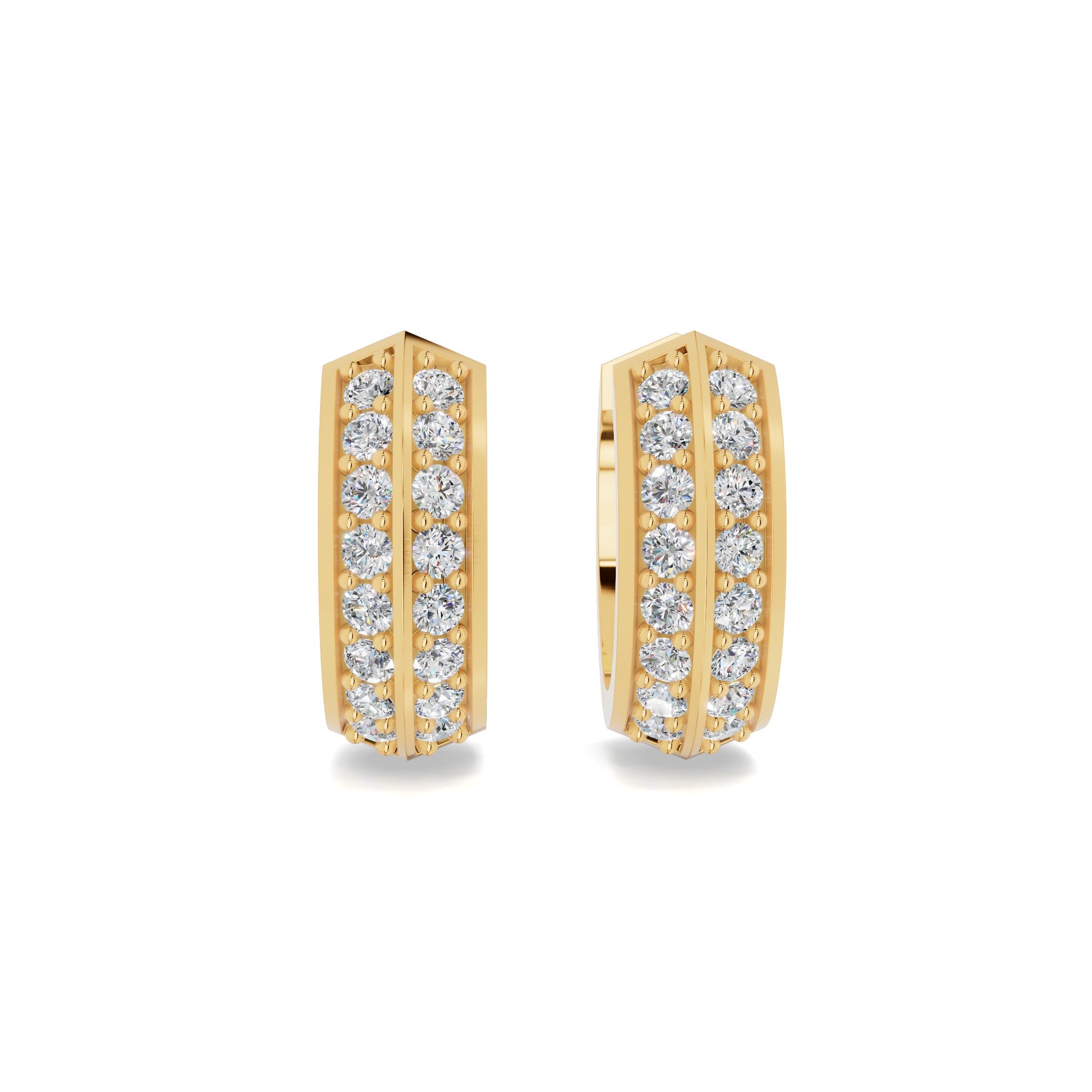 Yellow Gold Pave Diamond Hoops