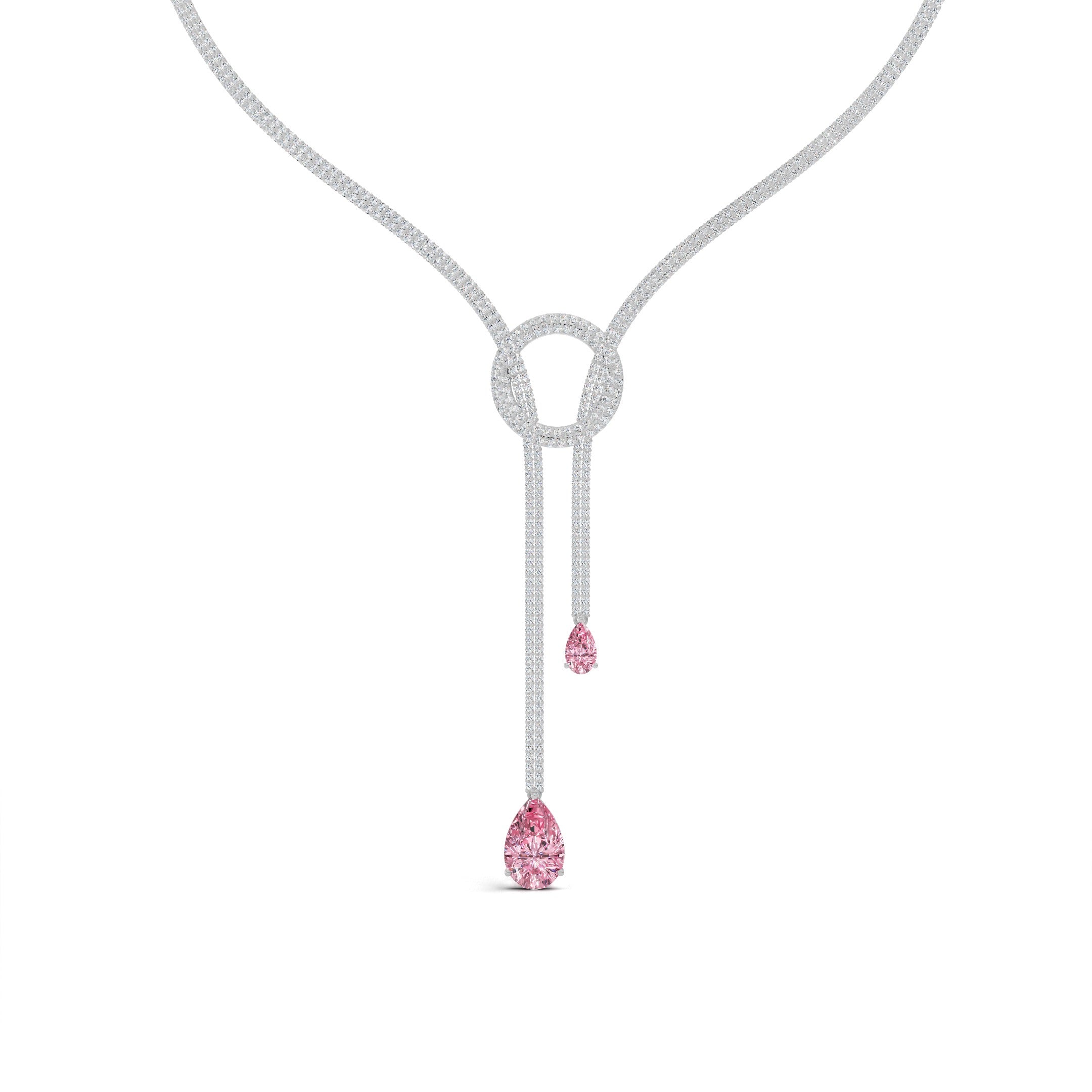 Pink Pear Diamond Infinity Necklace