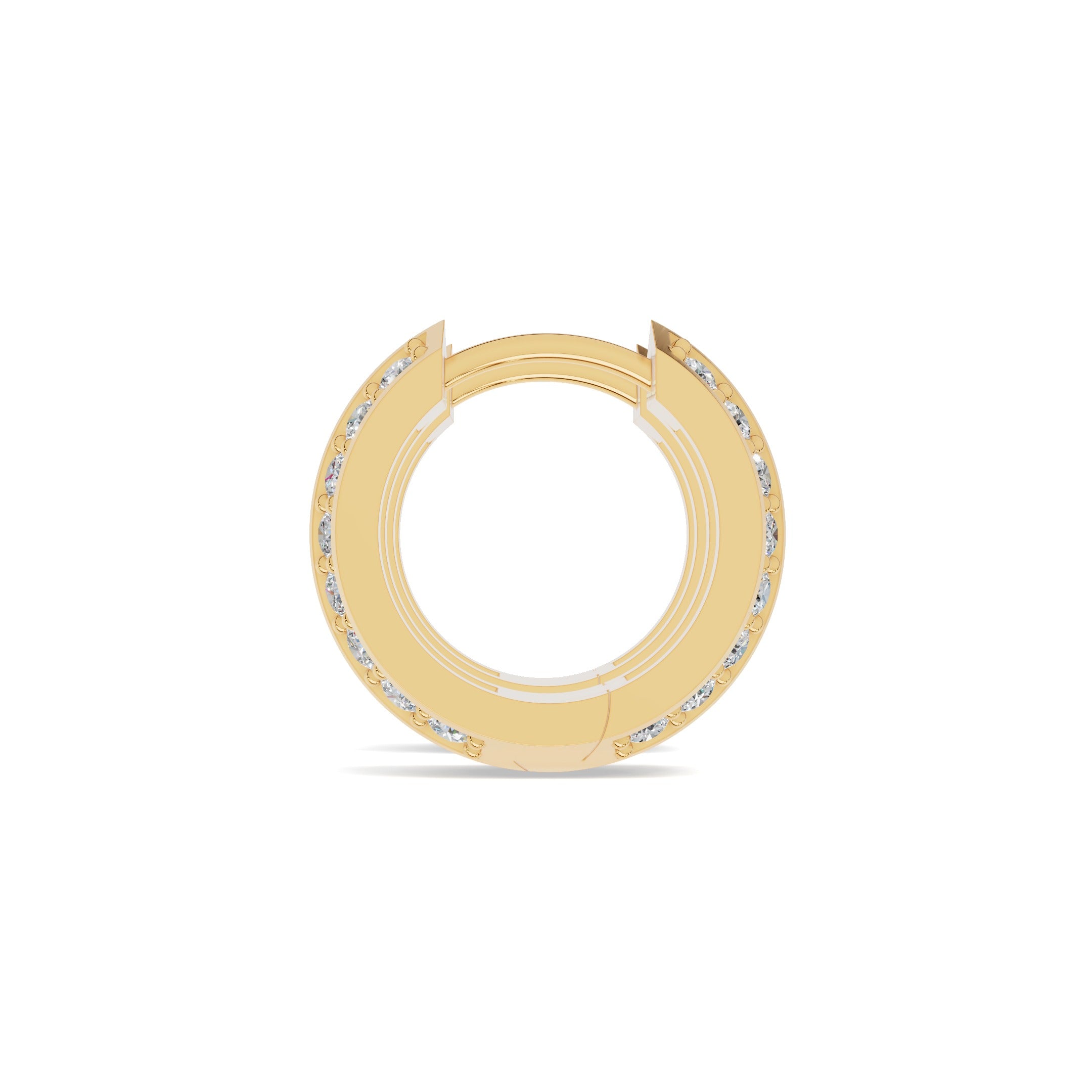 Yellow Gold Pave Diamond Hoops