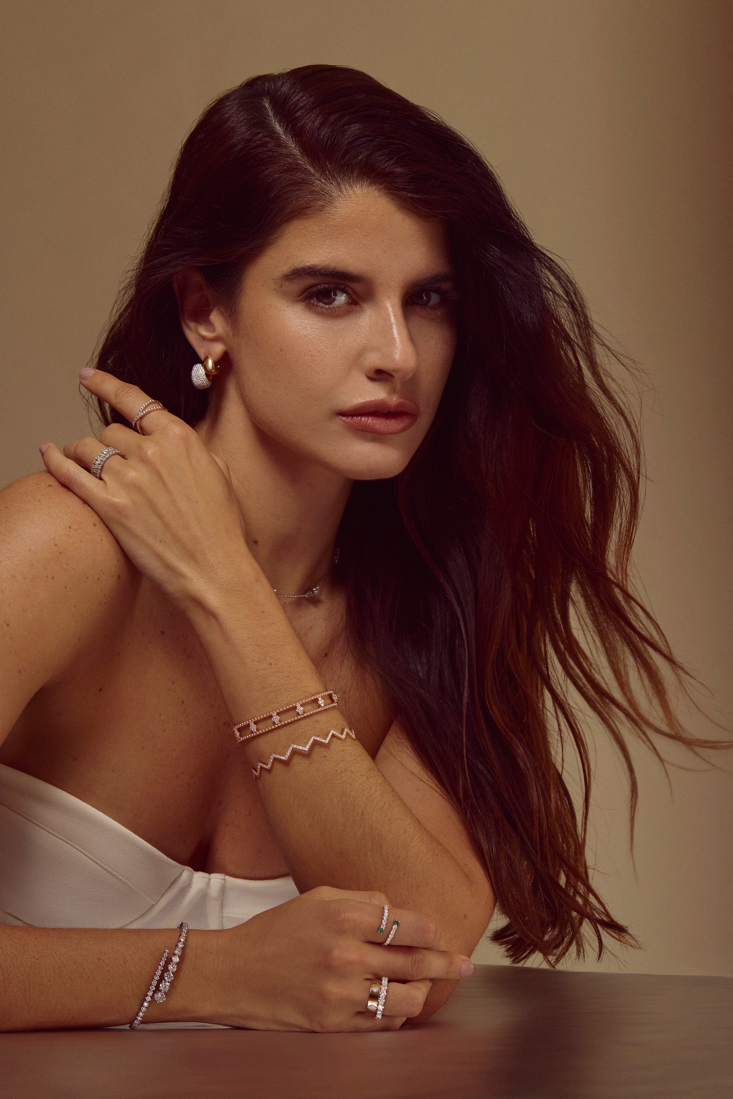 Diamond Cluster Beaded Bangle