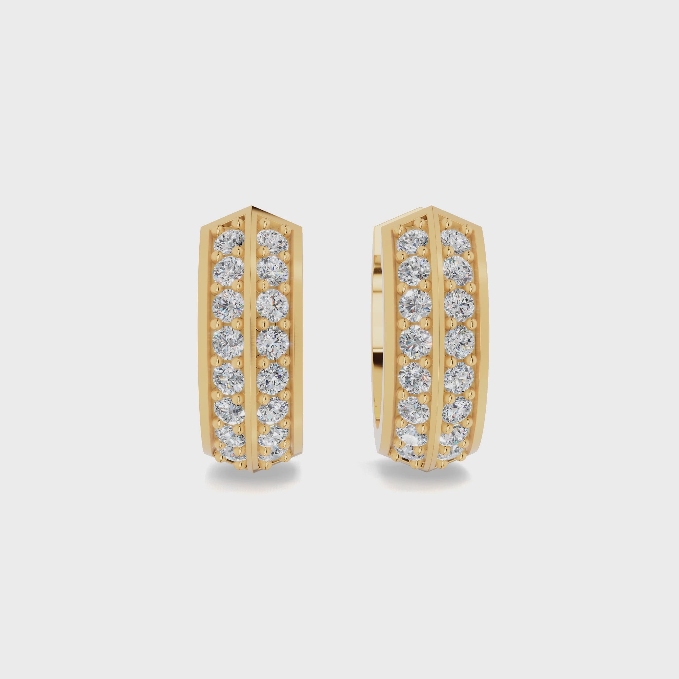 Yellow Gold Pave Diamond Hoops