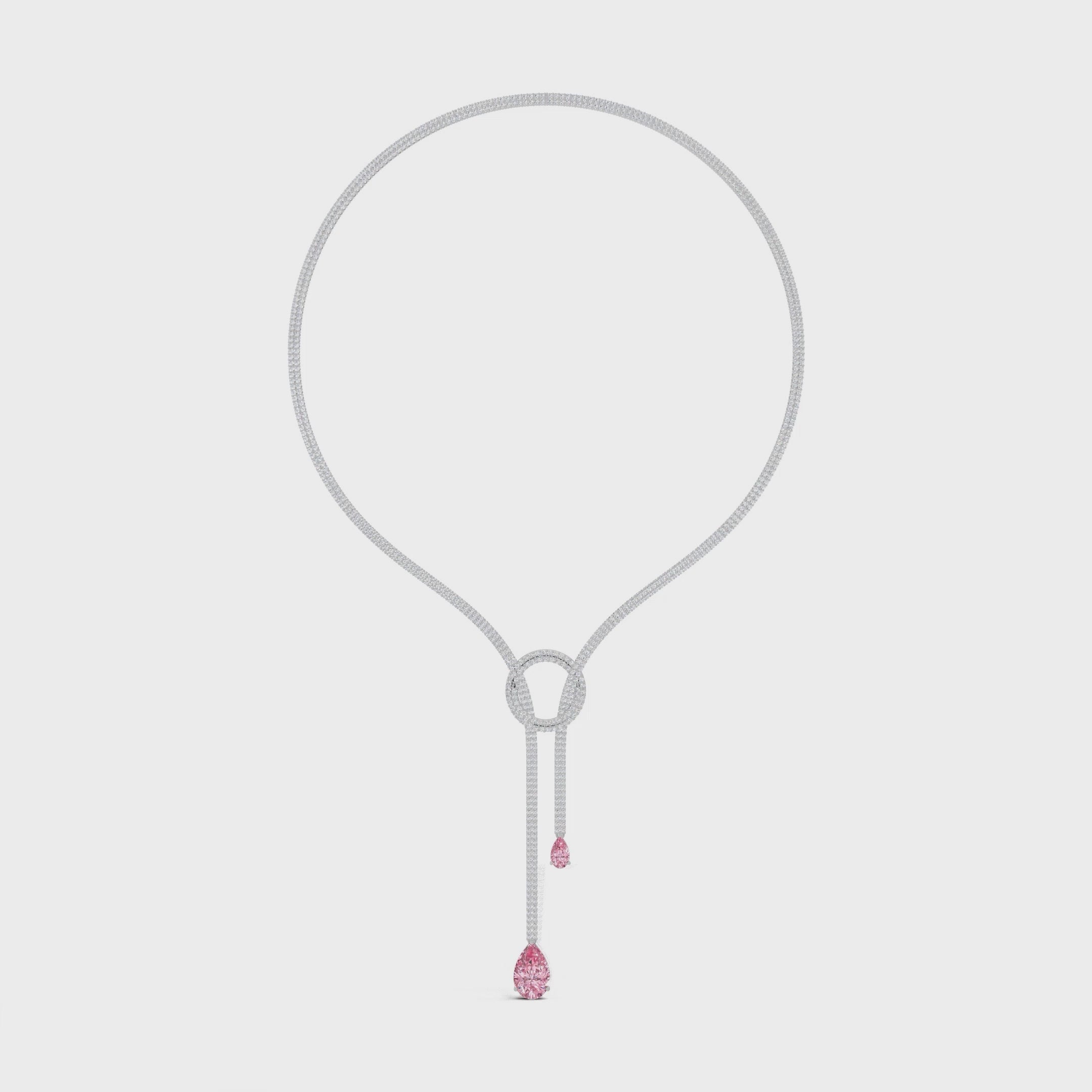 Pink Pear Diamond Infinity Necklace